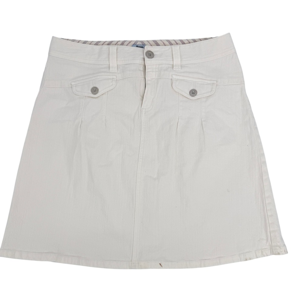 Bass Jeans Denim Skirt A-Line Y2K Women Size 10 Cream White G.H. Bass & Company